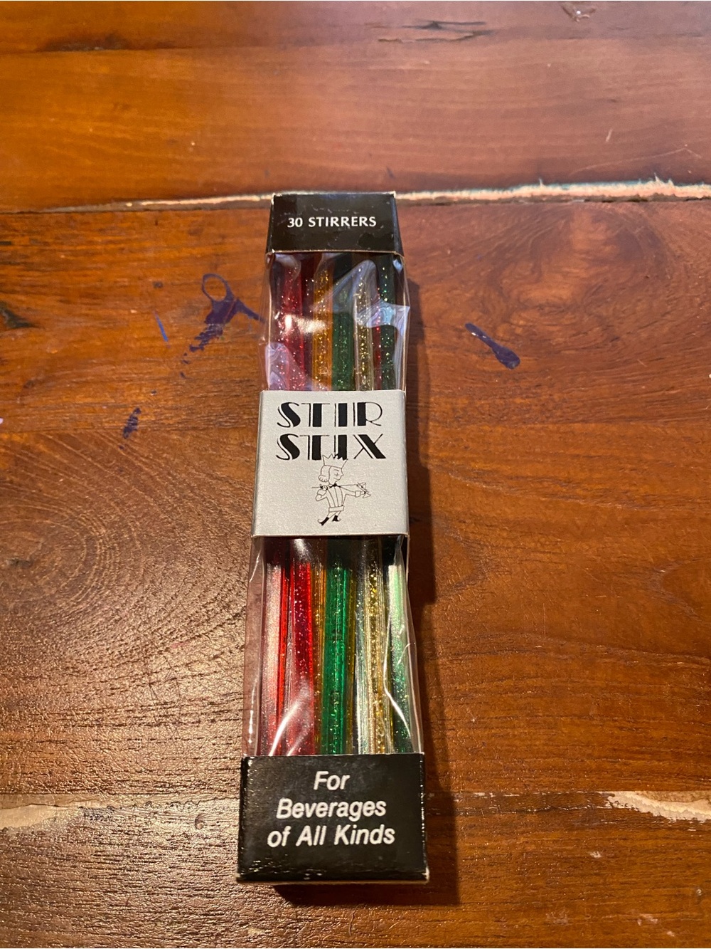 Assorted Set of 26 Glitter Drink Stirrers - Multi